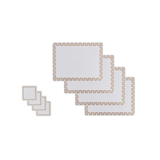 Clevinger 8 pcs MDF Placemats and Coasters Gold Border