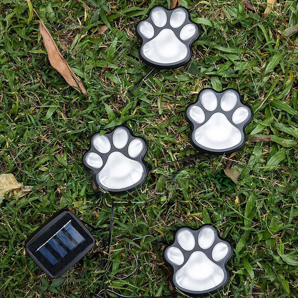 4 Paw Print Solar Outdoor Lights Cat Puppy Animal Garden Lights Path Patio Yard Paw lamp