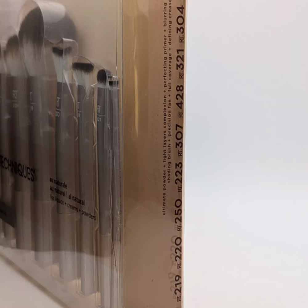 REAL RT4266 TECHNIQUES Naturale 9 Piece Set Makeup Brush Kit Foundation Powders