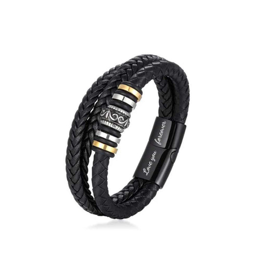 To My Son Bracelets PU Leather Bracelets with Gift Box Birthday Gifts for Son