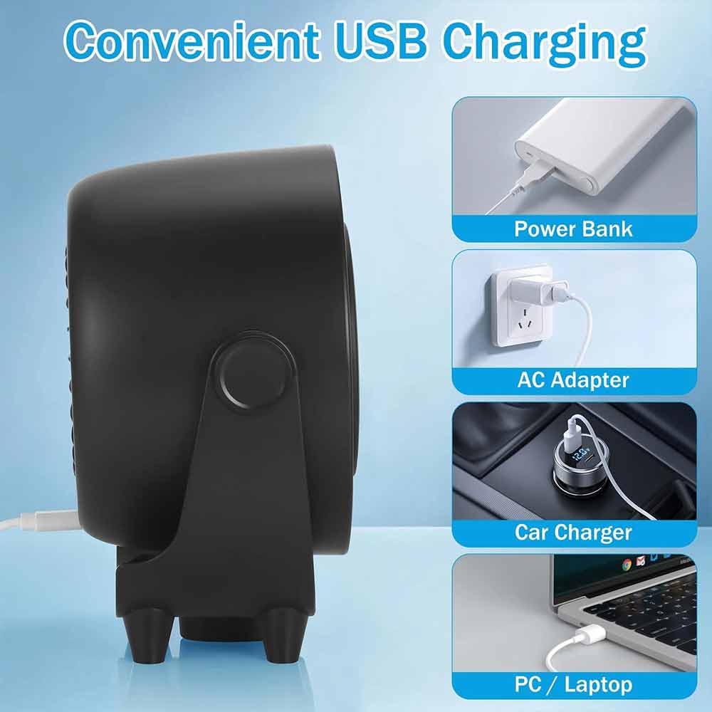 Rechargeable Misting Fan – USB Desktop Cooling Fan with Black Finish