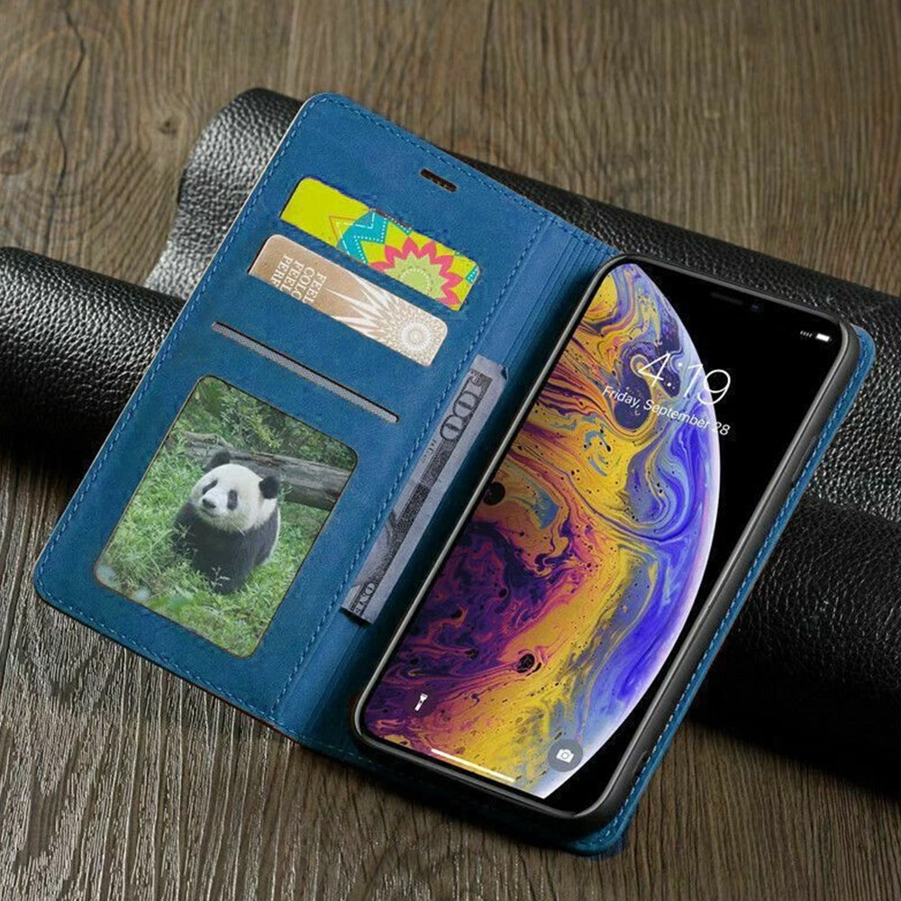 Magnetic Wallet Case for iPhone 17 PU Leather Flip Cover with Card Slots & Kickstand