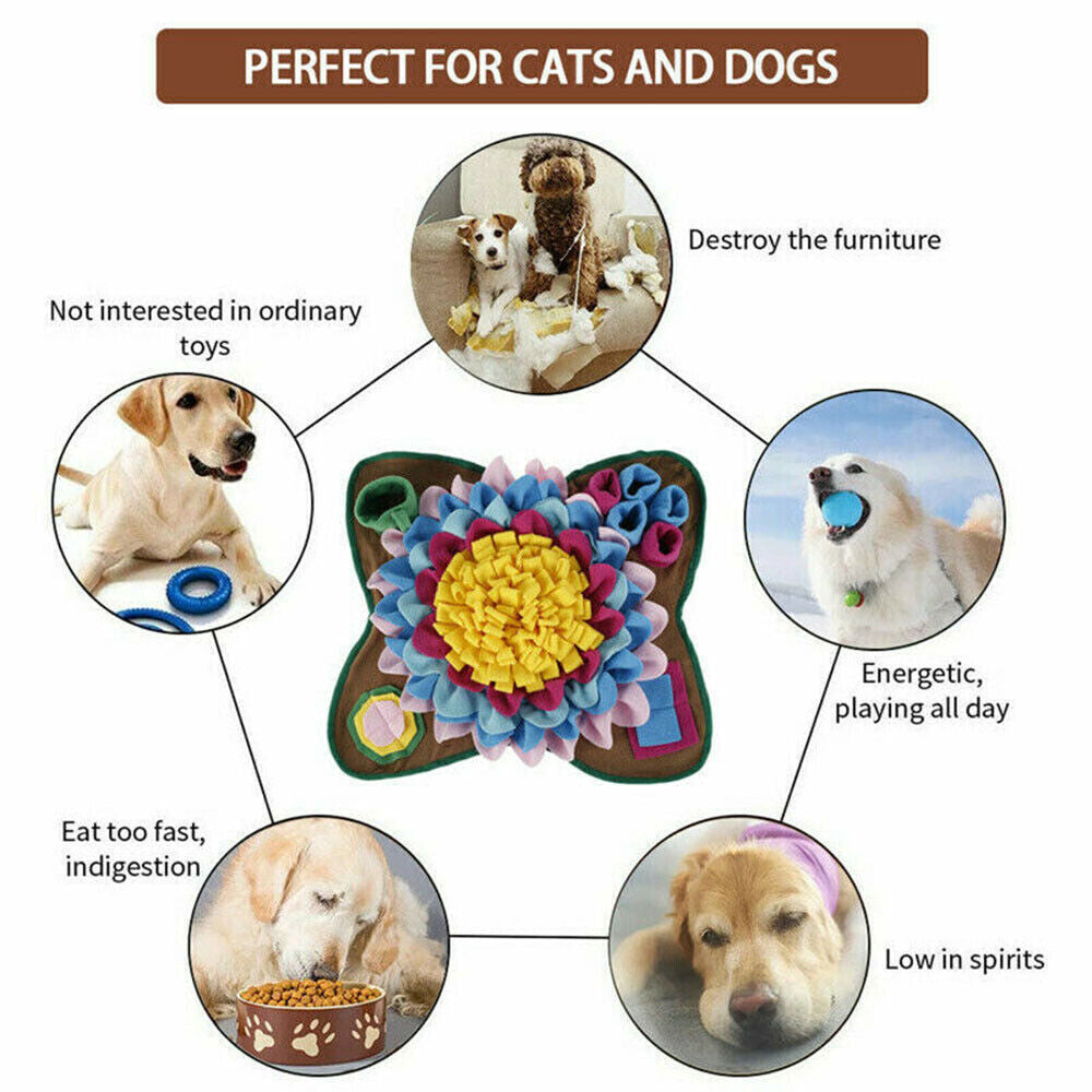 50x50cm Pet Dog Snuffle Mat Sniffing Treat Foraging Toy Nose Training Pad