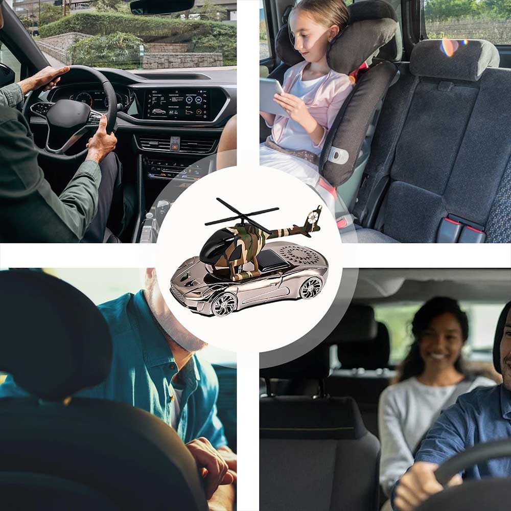 Solar-Powered Car Perfume Diffuser - Rotating Helicopter Air Freshener