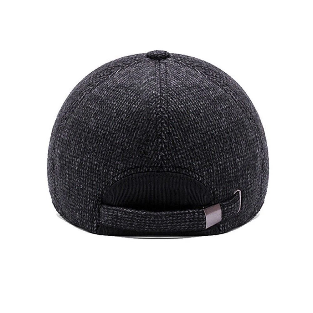 Men's Winter Hat with Earmuffs - Thick Warm Adjustable Baseball Cap for Cold Weather, Outdoor & Casual Wear