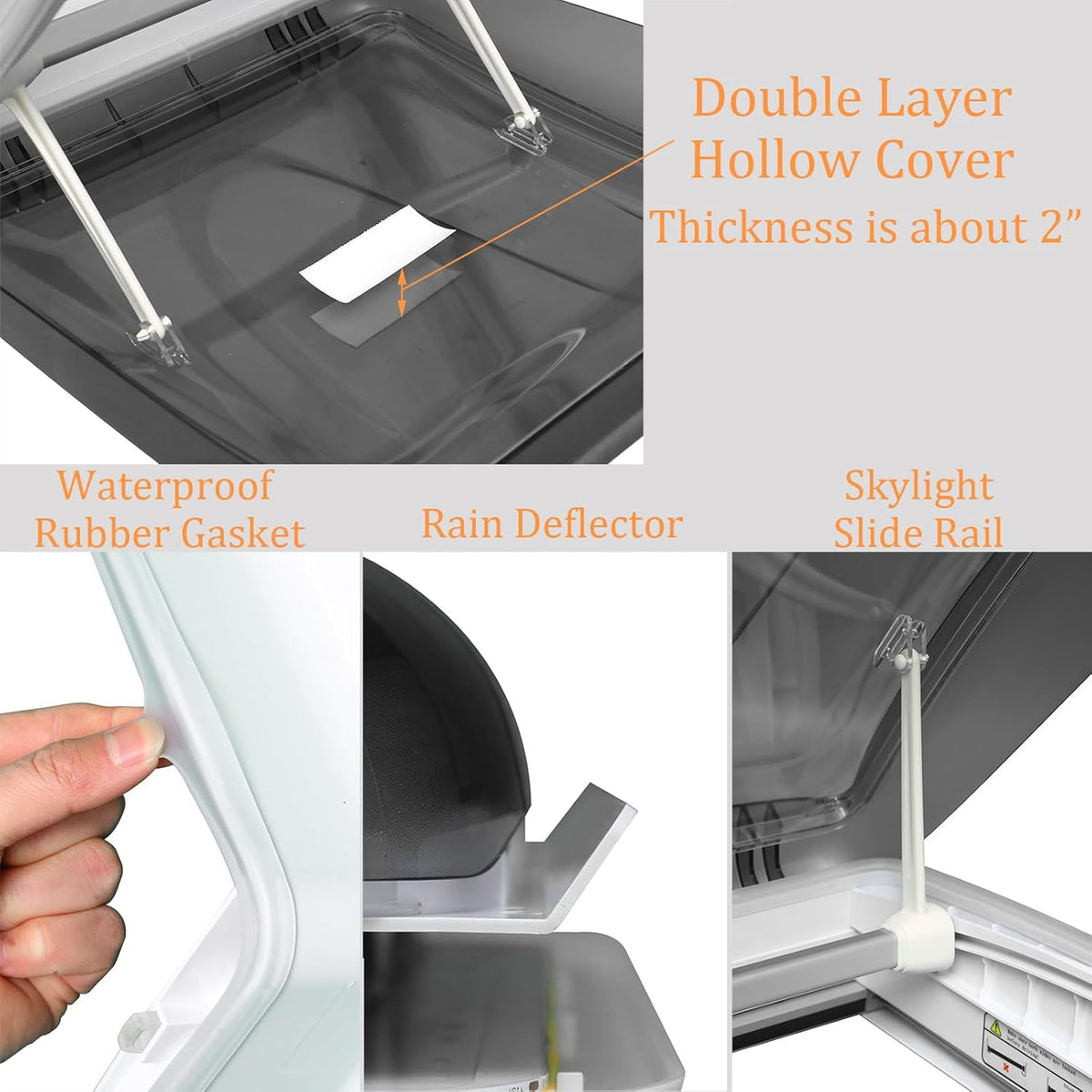 Caravan Roof Hatch 400 × 400mm – Skylight with Pleated Blind & LED Halo