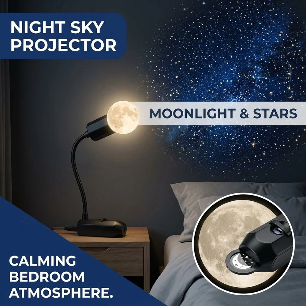 360° Rotating Star Projector – USB HD Night Light with Multiple Light Modes