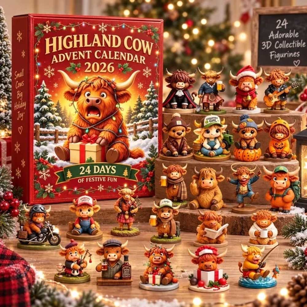 24-Day Highland Cow Advent Calendar – 3D Silicone Figures Christmas Countdown