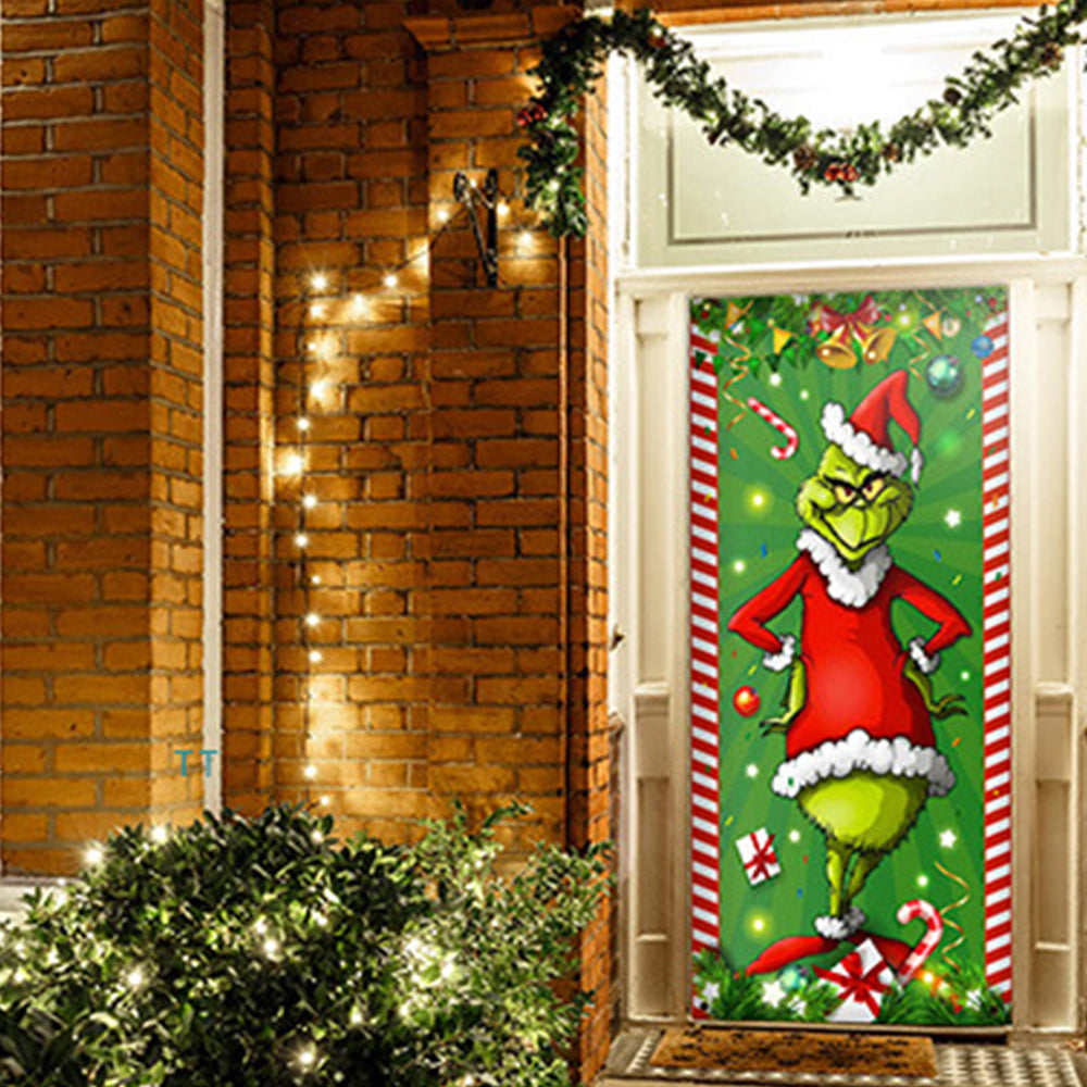 Christmas Porch Sign – Merry Grinchmas Door Banner for Holiday Decorations