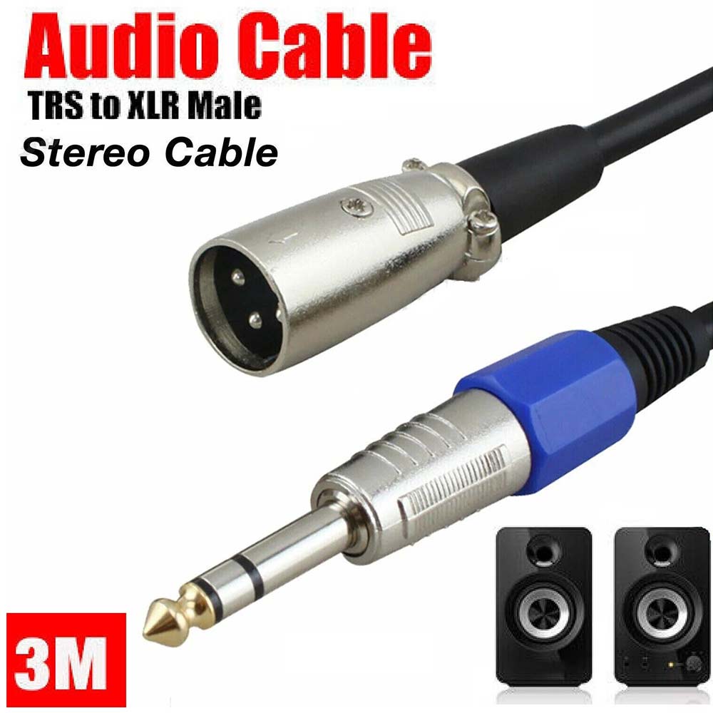 3M Balanced Male XLR Female to TRS 6.35mm Microphone Cable Audio Stereo JackLead