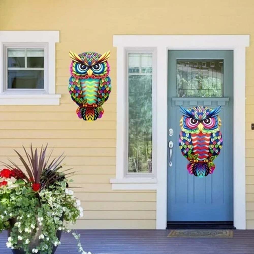 4PCS Metal Owl Garden Decoration – Home Fence Ornament Wall Hanging Art
