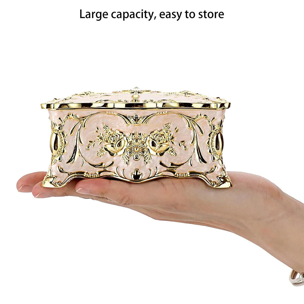 Jewellery Storage Box – Vintage Alloy Organiser, Ring Necklace Case Gift