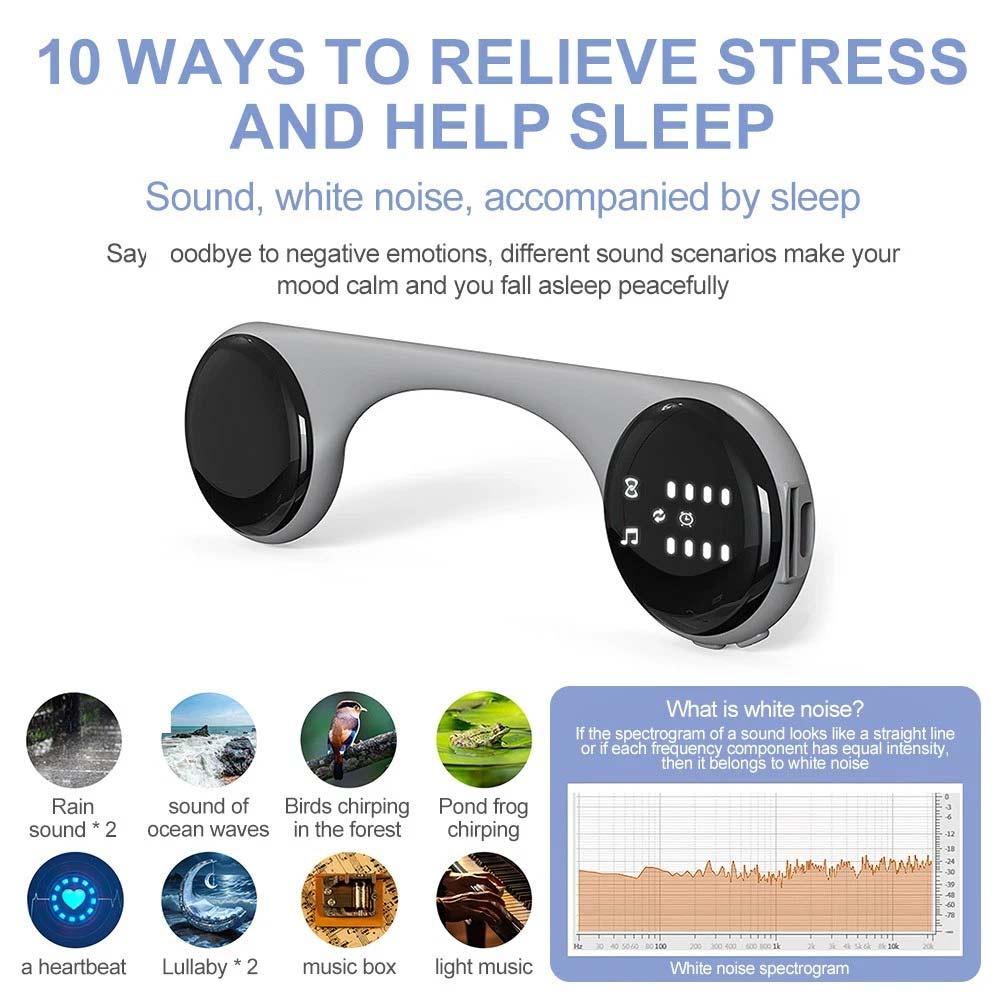 Under Pillow Sleep Speaker - Bone Conduction Wireless Speaker with 10 Sleep Sounds