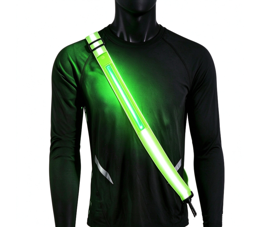 LED Reflective Sash – USB Rechargeable Flashing Safety Belt for Night Walking