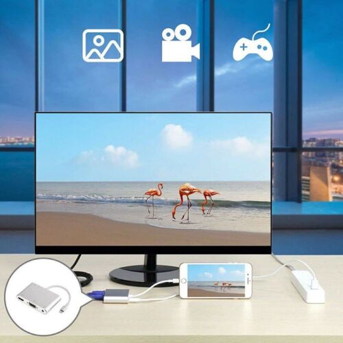3 in1 Hub iphone ipad to HDMI VGA Audio Adapter For iPhone 13 12 Pro Max X XS XR