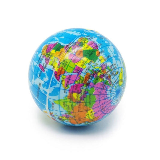 12-Pack Stress-Relief PU Soft Map Balls – 6.3cm Foam Stress Relief Balls