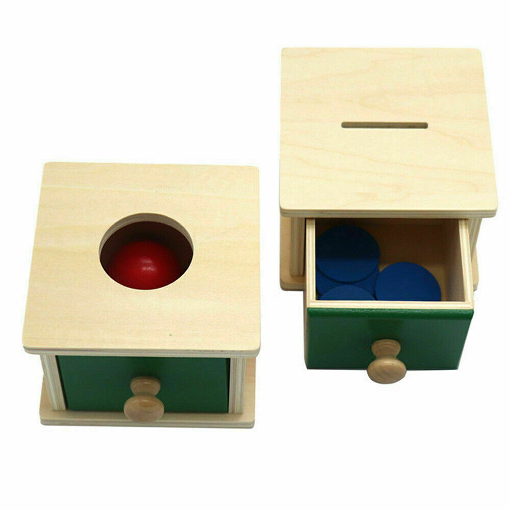Wooden Educational Object Permanence Coin Box Ball Toy Early Learning
