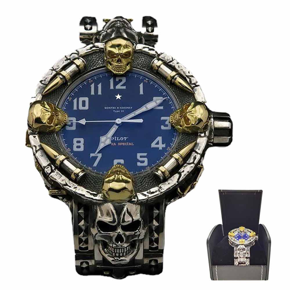 Punk Skull Watch for Men Women Cool Style Wrist Watches Gift Box