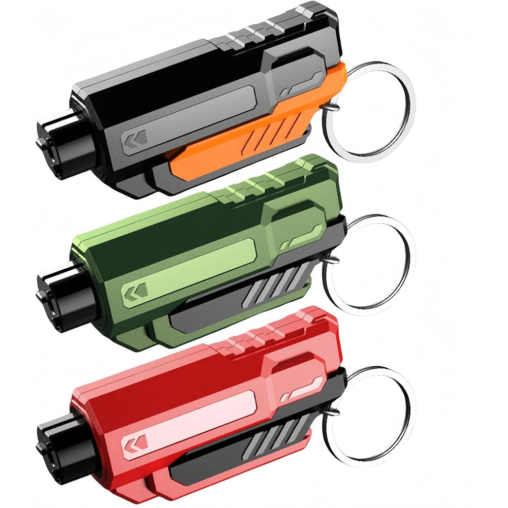 3-Pack Emergency Hammer – Car Window Breaker & Seatbelt Cutter Keychain Tool