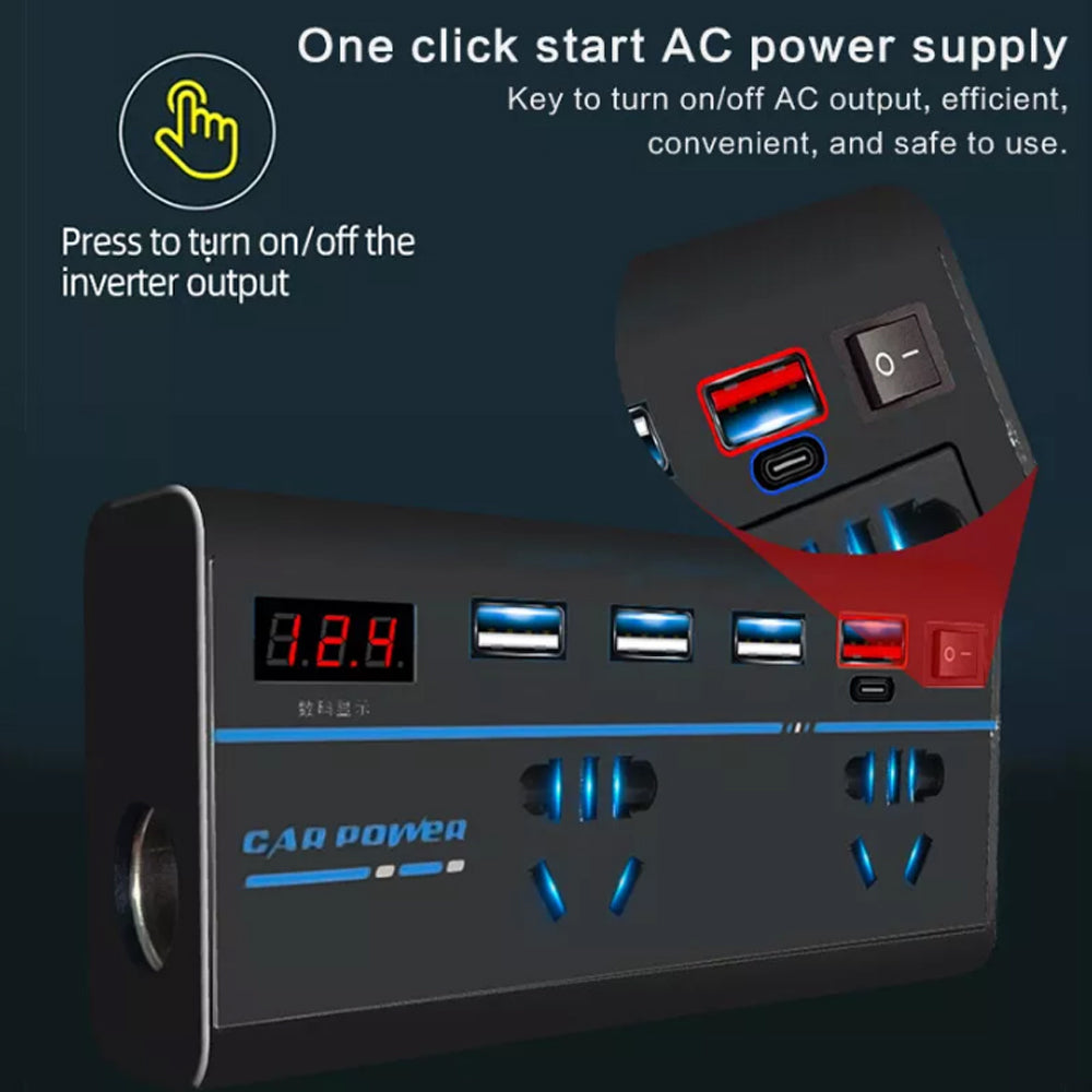 12V to 240V AC Converter 200W Car Power Inverter W/ 4USB Phone Charger Vehicle