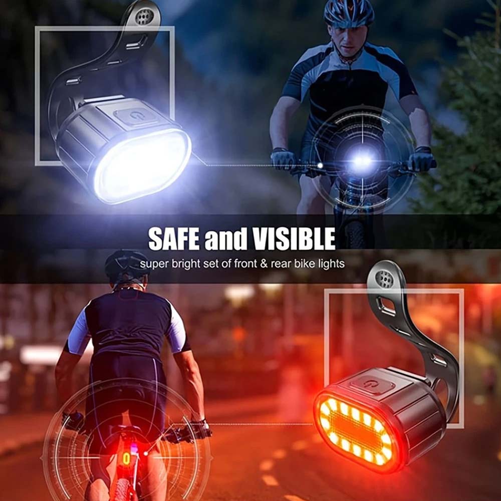 2PCS Super Bright Bike Light Set - Front & Rear LED Bicycle Lamps, Waterproof