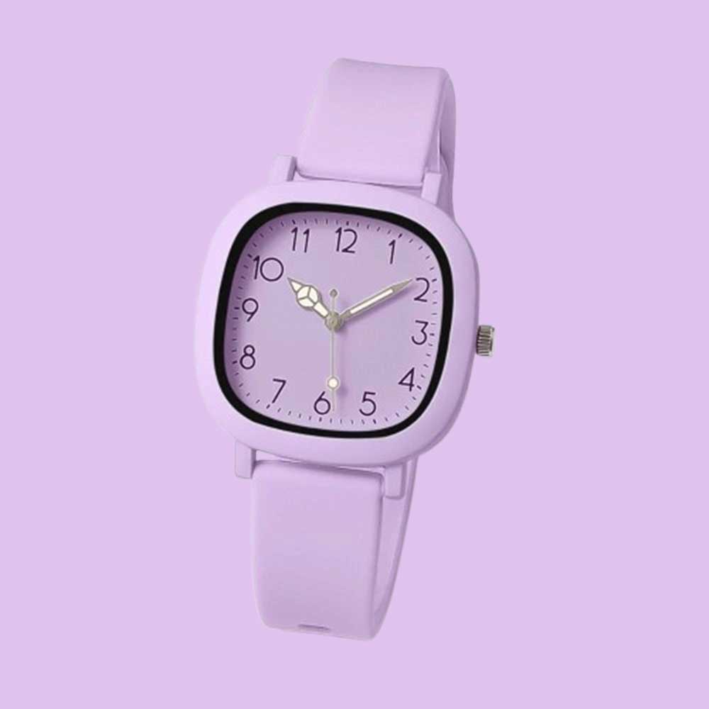 Purple Silicone Quartz Wristwatches Stainless Steel Ladies Watches Women Watch