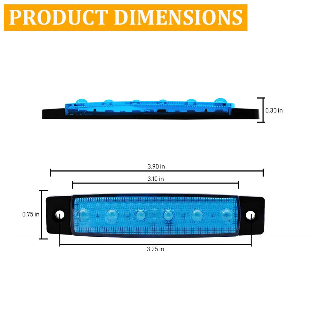 10Pcs Marine Boat 6LED Deck Courtesy Lights Waterproof Blue Stern Transom Light