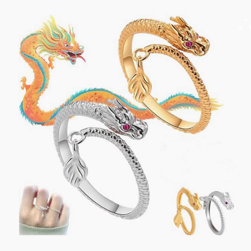 Adjustable Wrap Dragon Rings Dragon's Tail Qiankun Lucky Ring, Dragon Tail Wrap