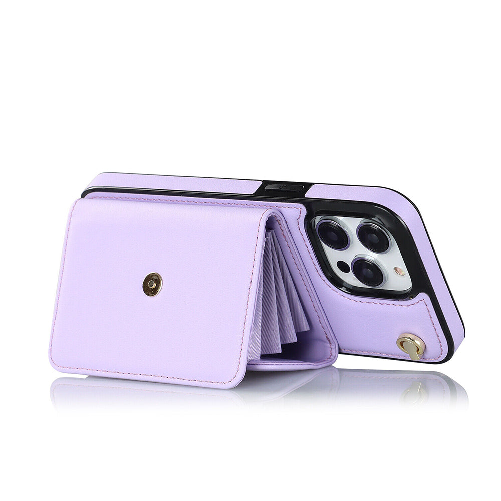For iPhone 14 Pro Max Plus Case Leather Wallet Cover Card holders Coins Storage