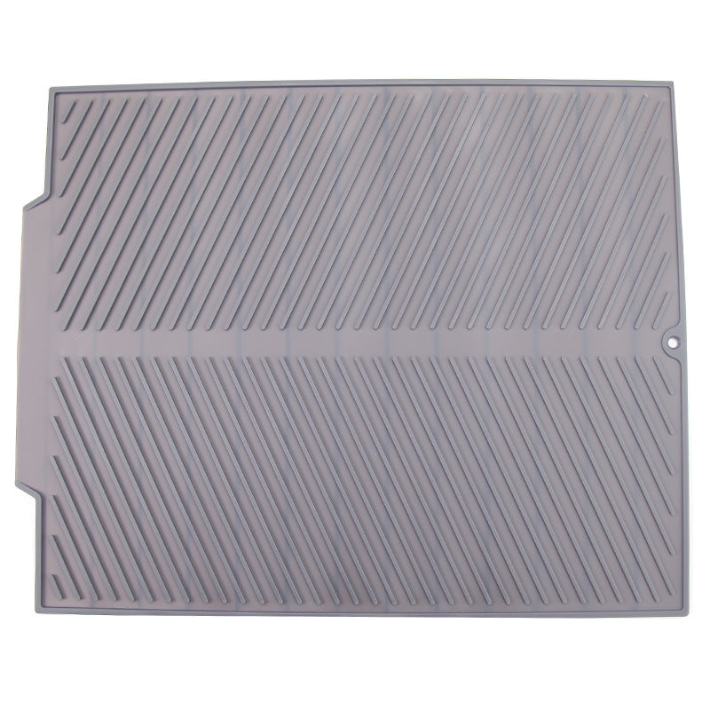 Silicone Dish Draining Mat Kitchen Washing Drainer Tray Drying Pad Grey