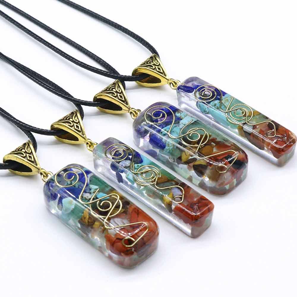 7 Chakra Crystal Necklace –1PC  Healing Stone Energy Pendant for Yoga & Meditation