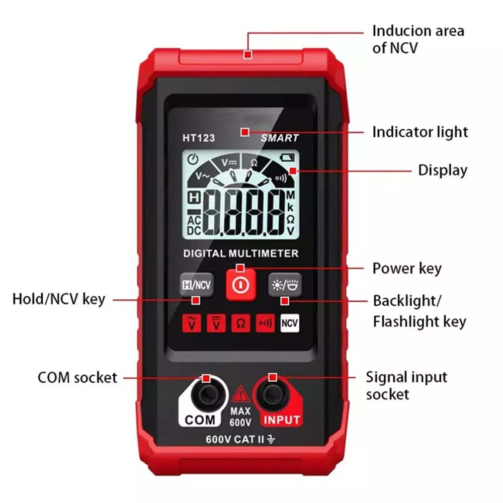 Digital Multimeter, Auto-Ranging Voltmeter,Tm-510 4000 Counts,Smart Measurement