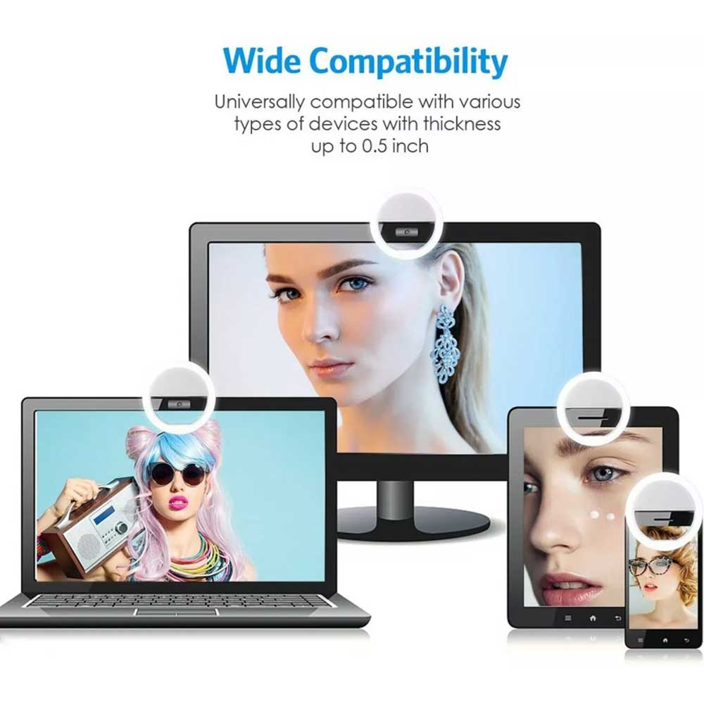 Selfie LED Light Ring Flash Clip Rechargeable Camera For Phone & iPhone Tablets