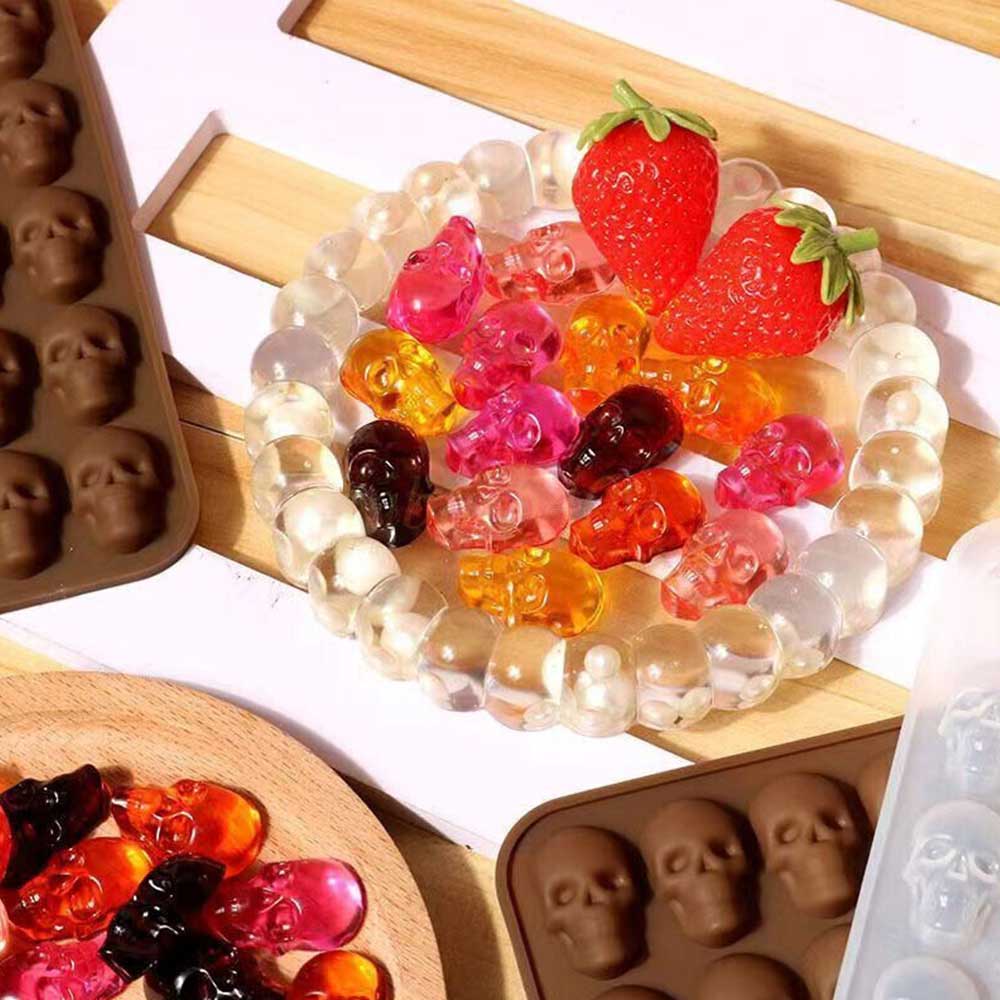 40 Cavity Jelly Mold Gummy Candy Mould Ice Tray Silicone Halloween Skull