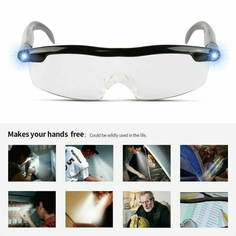 Mighty Sight 160% Magnifying Eyewear HD Glasses Unisex With LED Lights Glasses