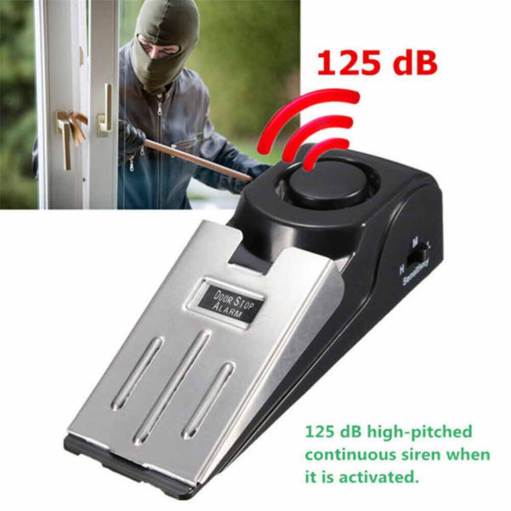 Home Security Wedge Door Stop Alarm System Device Intruder Alert Detection
