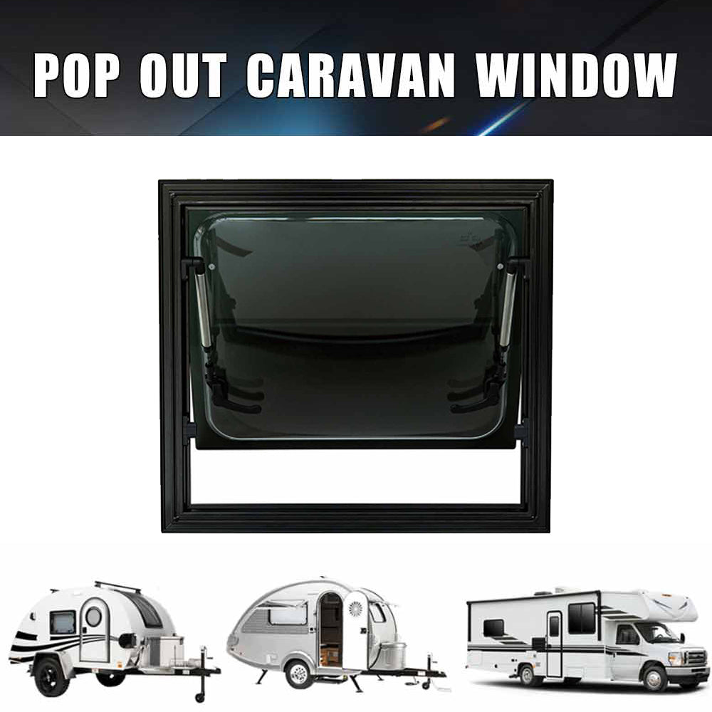 RV Caravan Square Push Out Flat Window Locking Handle with Strut Fitting