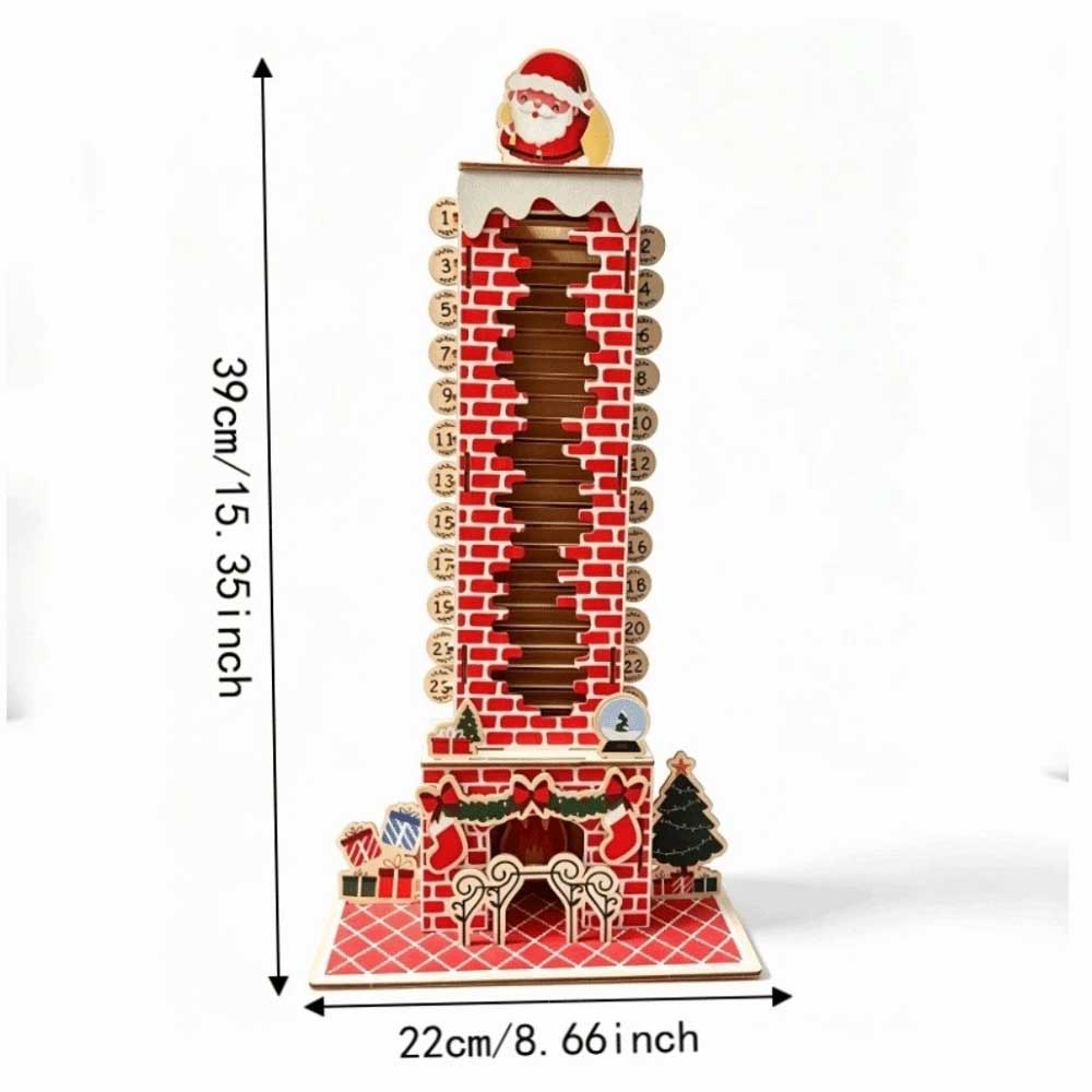 24-Day Santa Chimney Advent Calendar – Wooden Christmas Countdown Puzzle