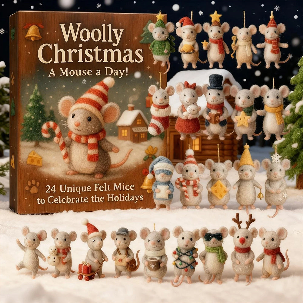 2025 Christmas Mouse Advent Calendar - 2D Acrylic Winter Holiday Countdown Decor