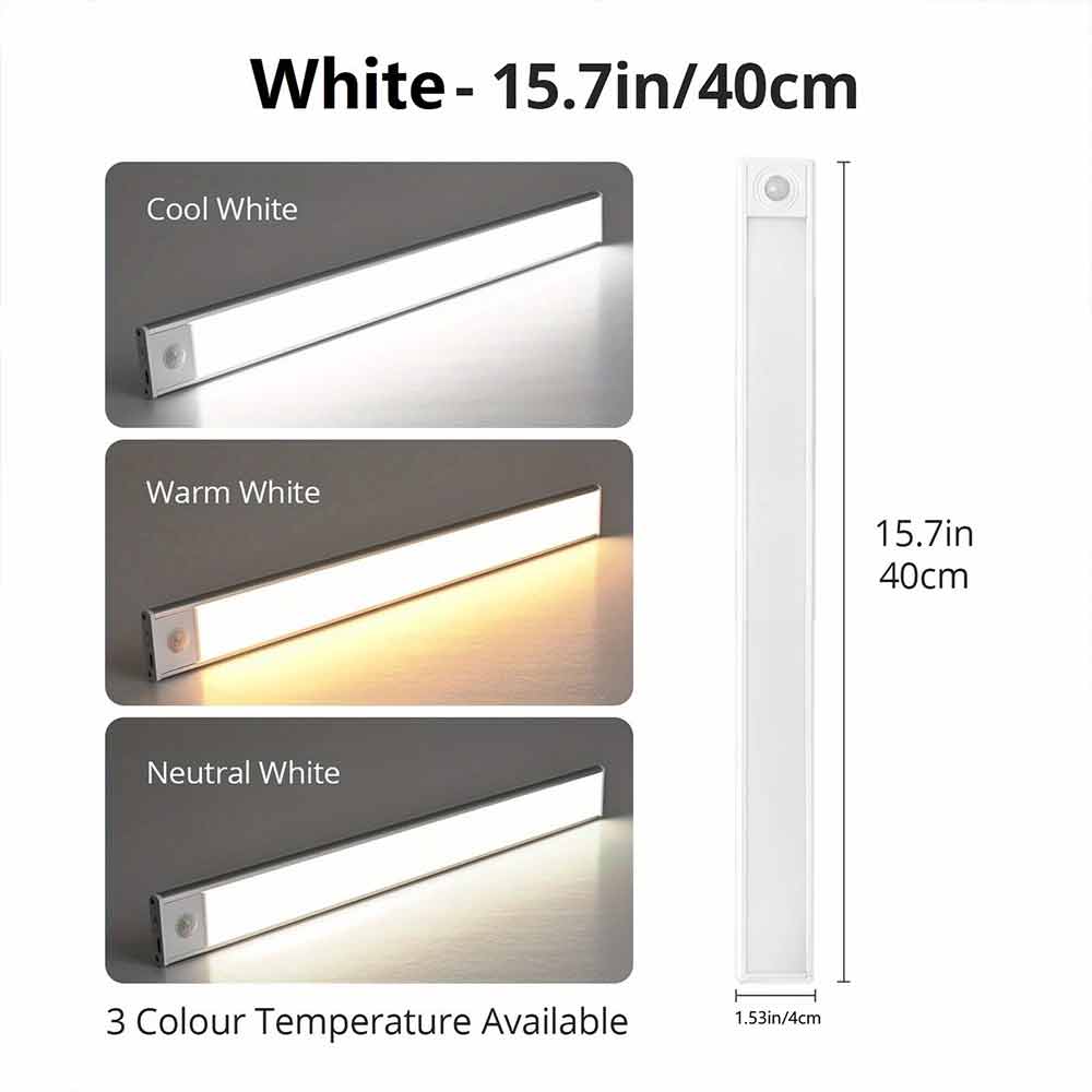 LED PIR Motion Sensor Strip Light – Magnetic Cabinet Closet Lamp, USB Rechargeable