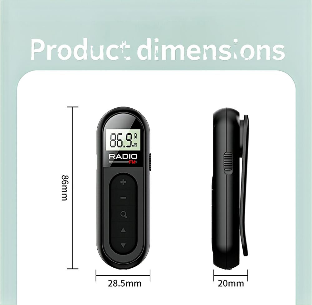 Mini FM Radio – Portable Clip-On Rechargeable Radio for Meeting, Tour Guide, Racing & Sports