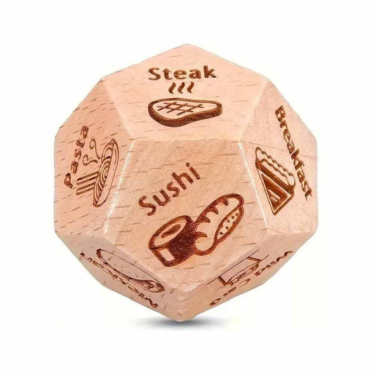 Food Decision Dice Decider Date Night Ideas Games 12-Sided takeaway Wooden