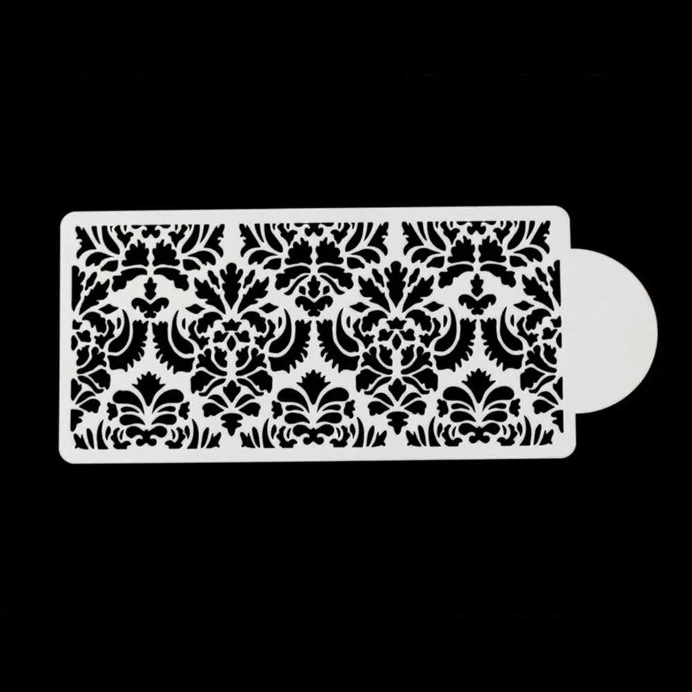2x Side Fondant Damask Decor Lace Baking Tool Mould Flower Border Cake Stencil