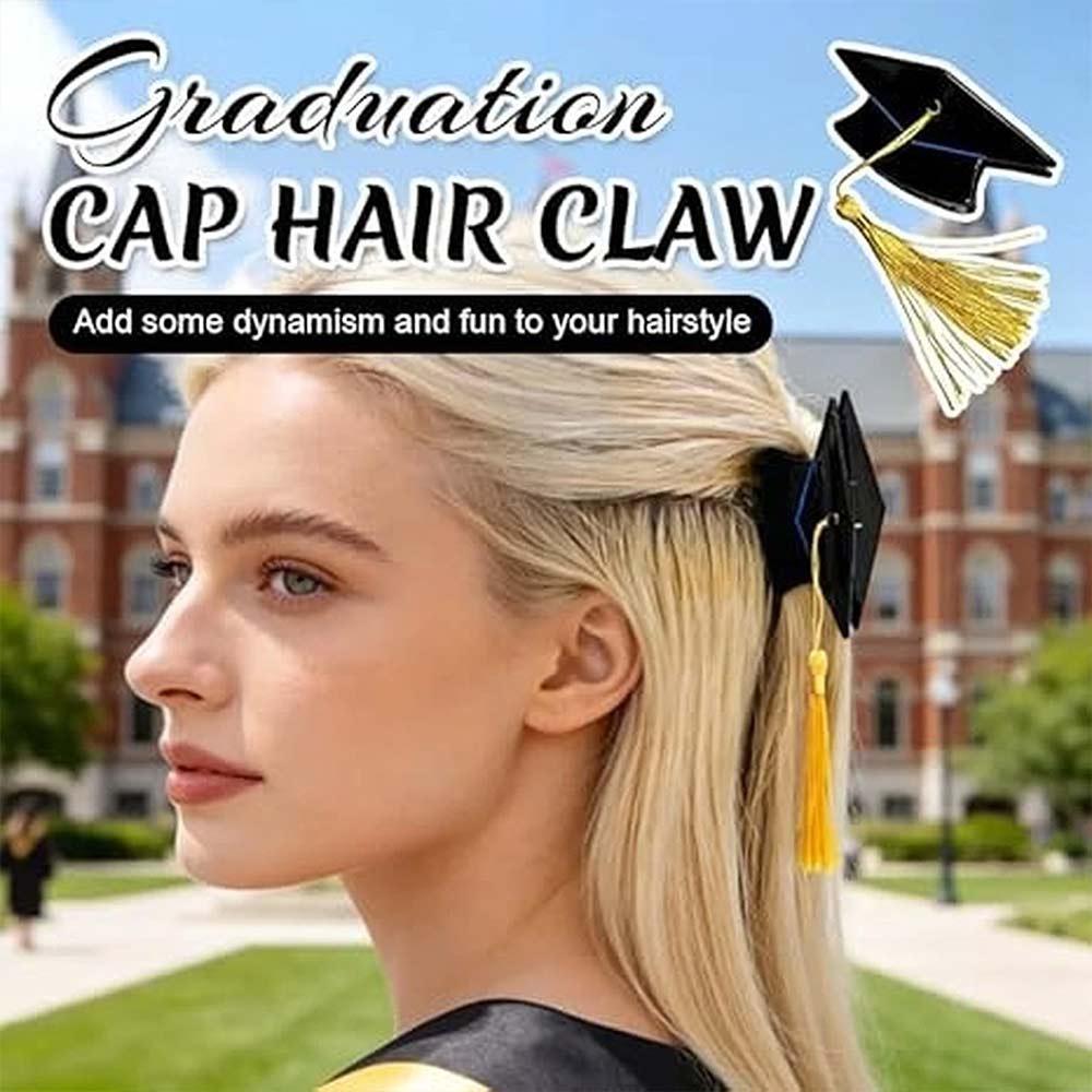 2X Graduation Cap Tassel Hair Clip - Mini Graduation Cap Hair Claw for Graduation Decor