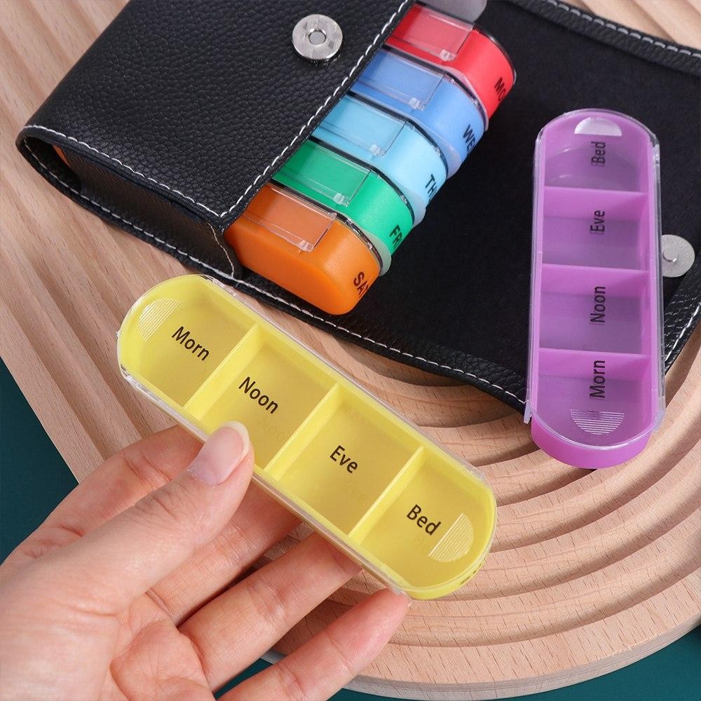 7-Day Pill Organizer – 28-Grid Weekly Medicine Tablet Sorter Case
