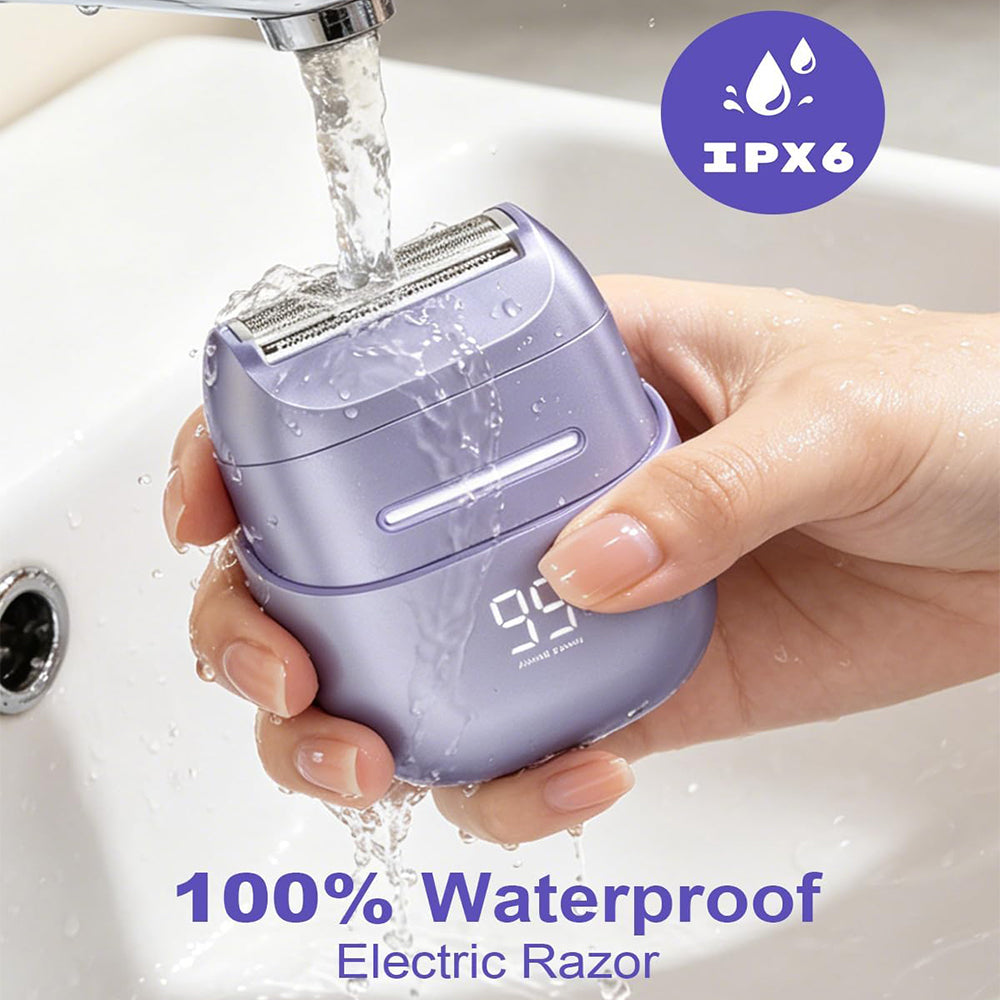 Women’s Waterproof Shaver – Dual-Blade Electric Razor for Sensitive Skin, USB LED