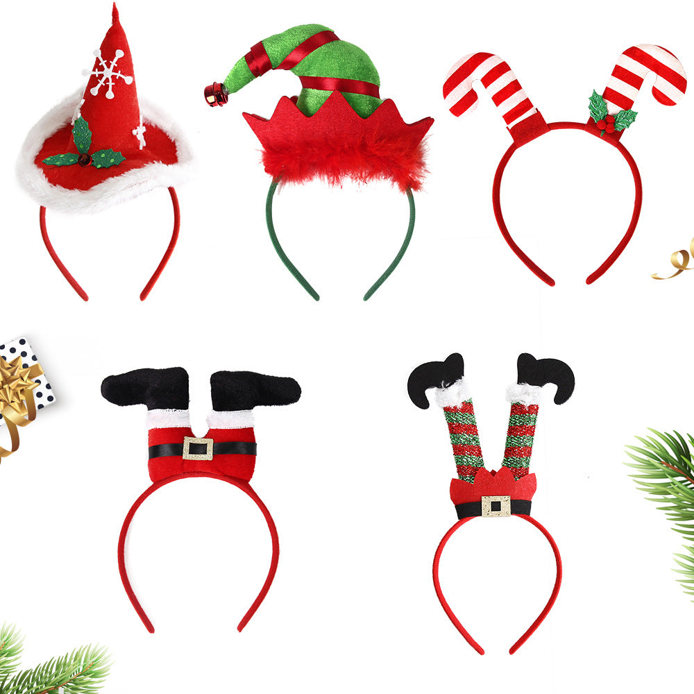 Festive Christmas Headband – Elf Hat & Santa Legs Party Decoration Headwear