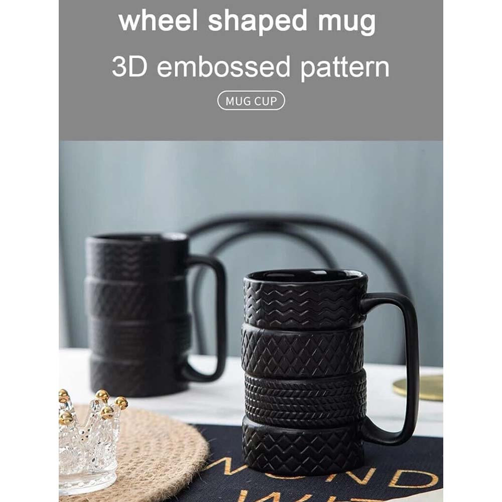 Tyre Tire Ceramic Mug Large 500ml - Novelty Coffee Tea Cup Gift for Car Lovers