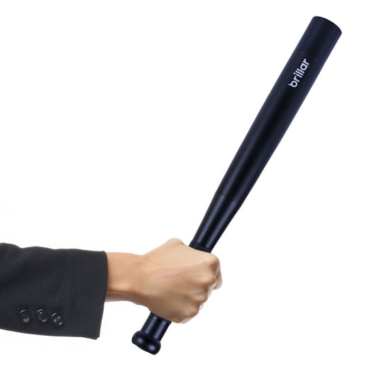 Brillar 35cm Long Aluminium Torch Flashlight - Black - Self Defence Light