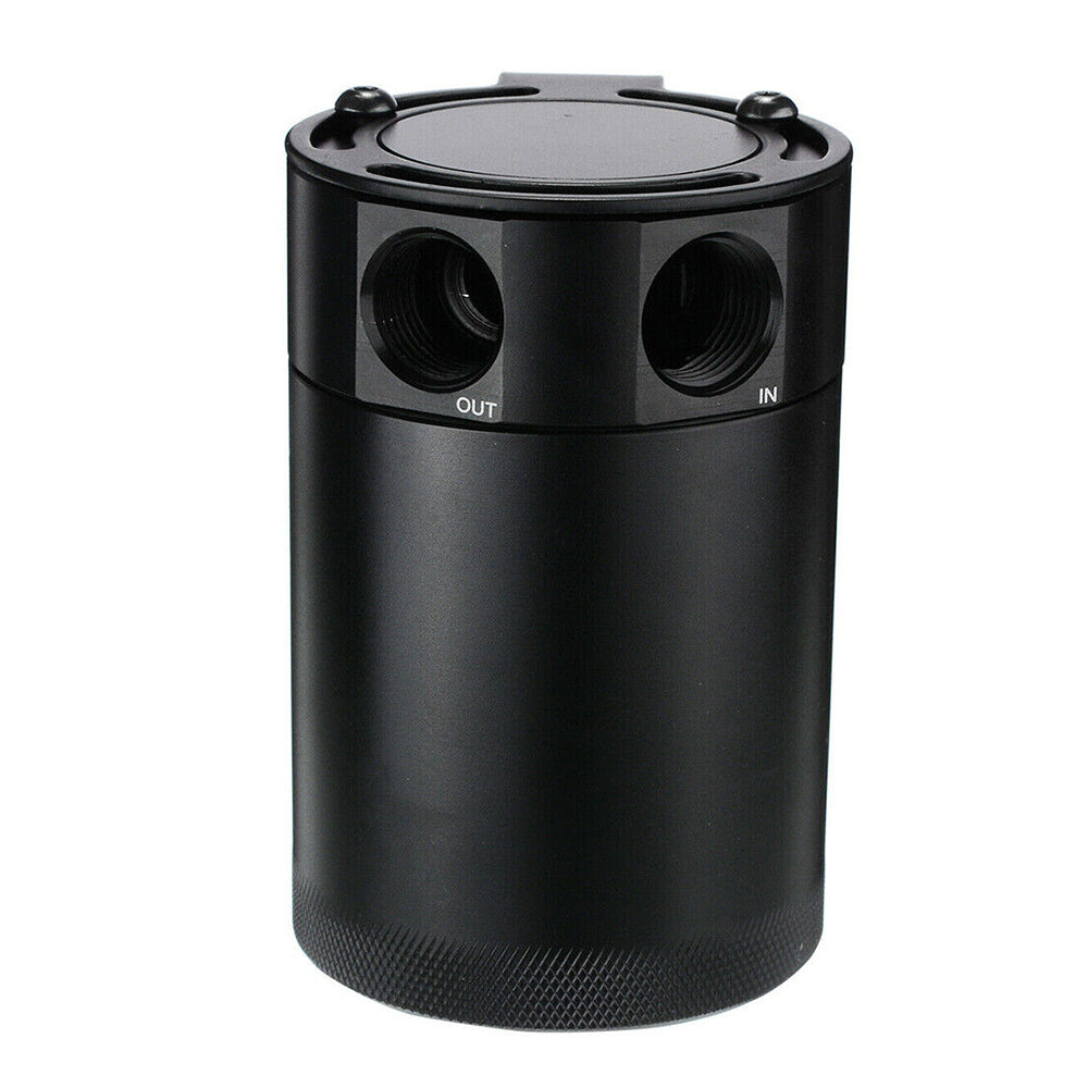 Universal Car Baffled Aluminum Oil Catch Can 2 Port Oil Catch Tank Reservoir